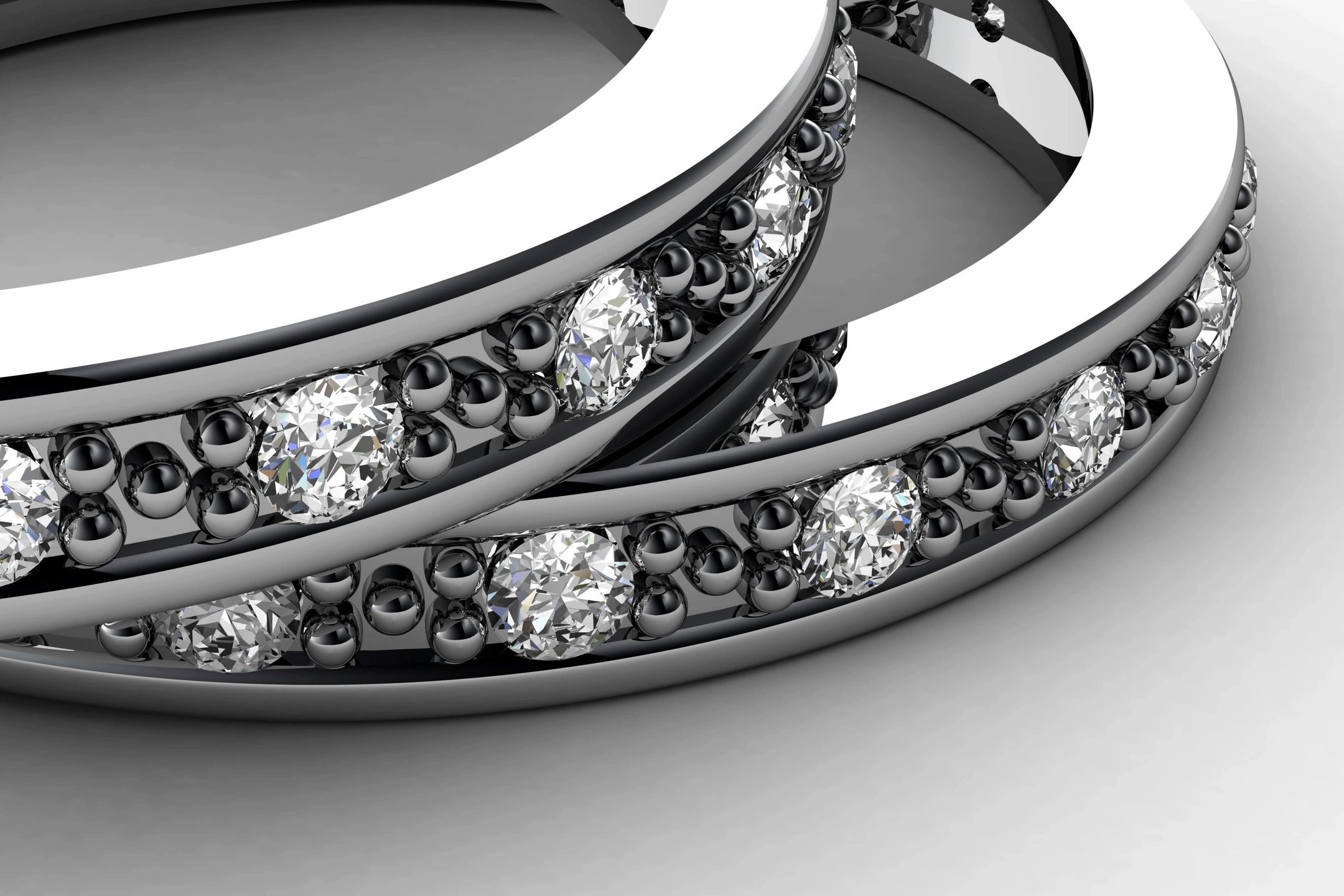 Luxury diamond engagement rings stacked close up